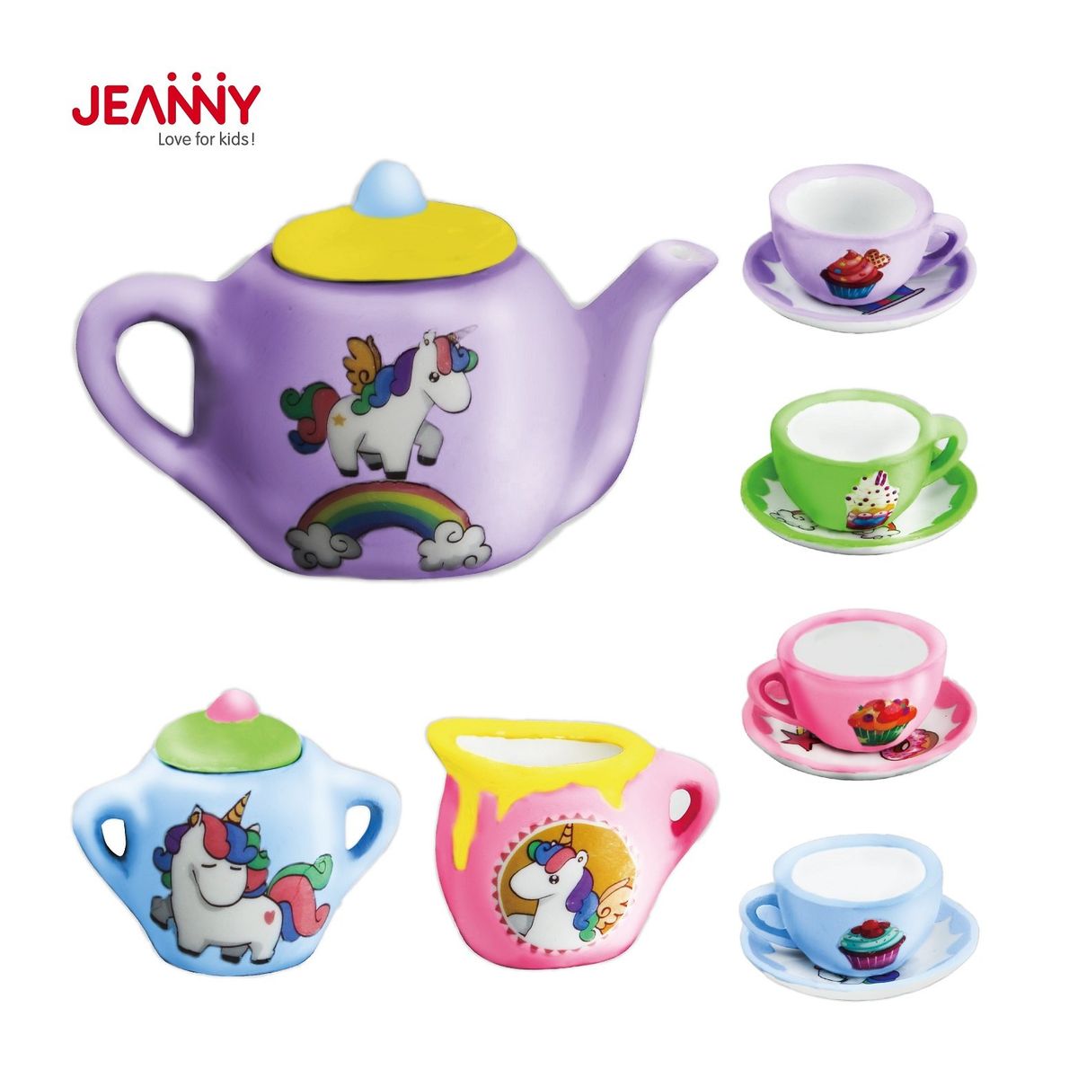 JEANNY - Mini Set de Té en Cerámica para Pintar y Decorar