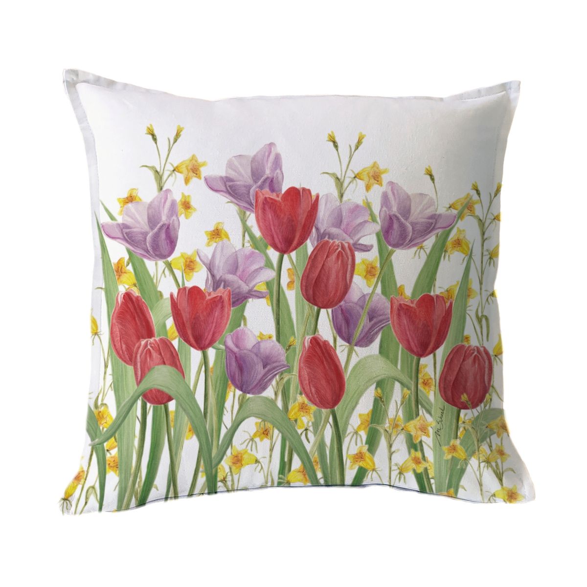MARGARITA SCHEEL BY CASA ALVARINHO - FUNDA COJÍN ALGODÓN JARDÍN DE FLORES TULIPÁN ROJO 50X30