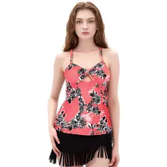 GENERAC - Traje De Baño de Mujer Tankini Flequillo Naranja Ymoss