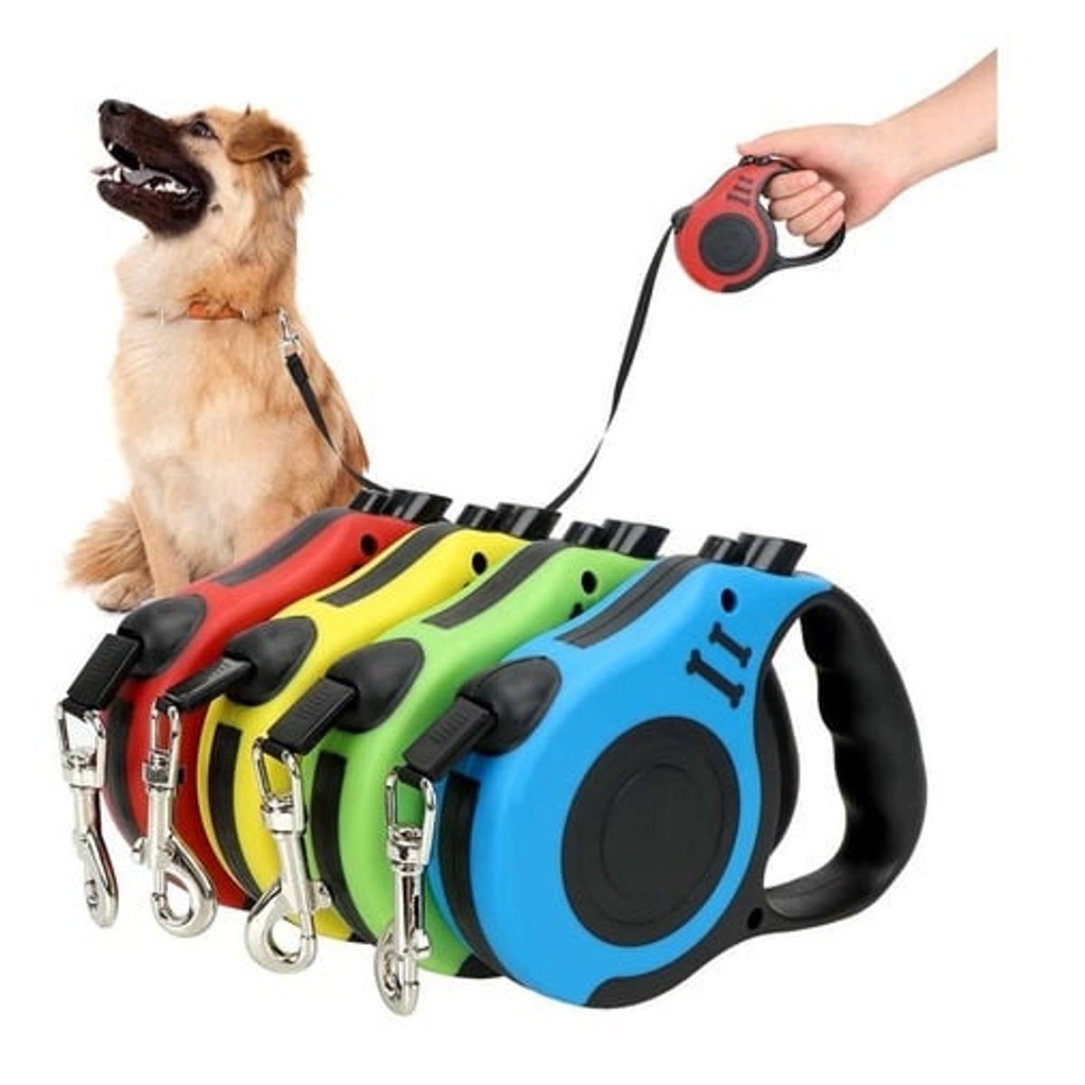 Correa Retractil Extensible Perro Mascota Color Rojo 3 Mts, marca GENERICO - Foto Principal