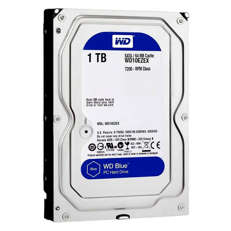 WESTERN DIGITAL - Disco Duro HDD 1Tb para PC WD Blue 3.5" SATA 6 Gb/s 7200RPM