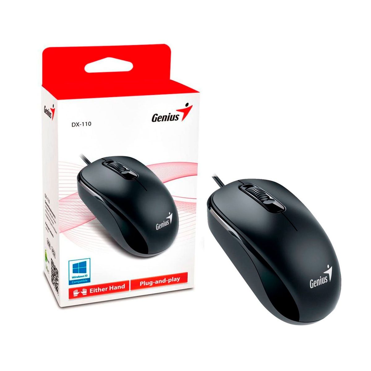 GENIUS - Mouse Genius Dx-110 Usb Optico 3 Botones Ambidiestro Negro