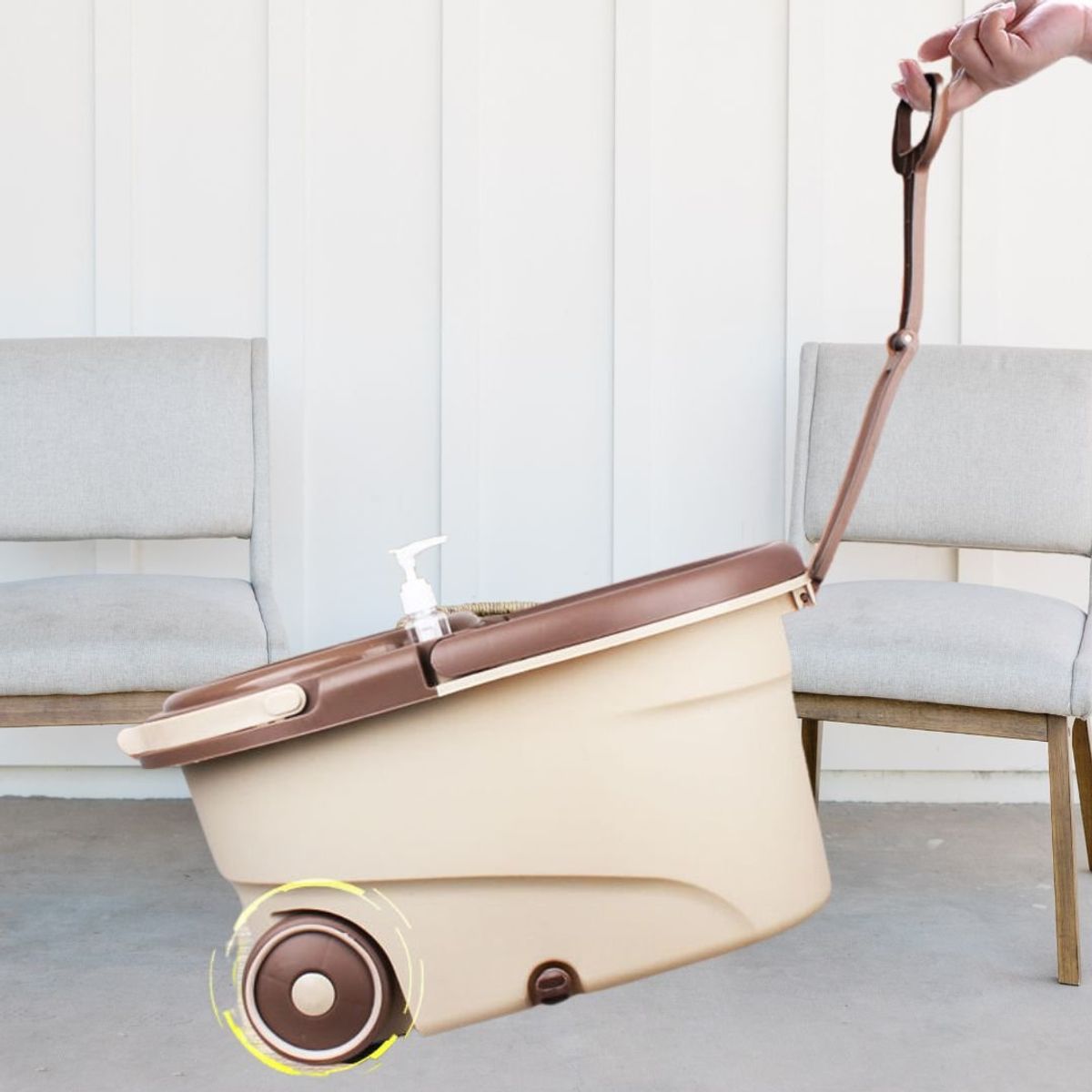 CRUSEC - Mopa Trapeador Giratoria 360 Cetrifugadora Acero Removible