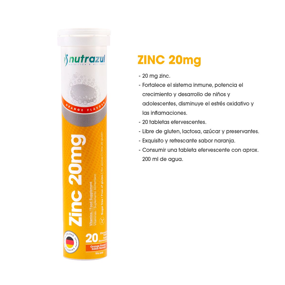 NUTRAZUL - Zinc 20 Mg. -Pack 6 un.