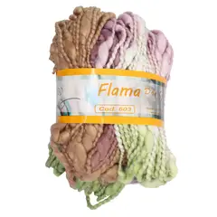 FLAMA - Pack 4 madejas algodón lana 100gr verde café crudo