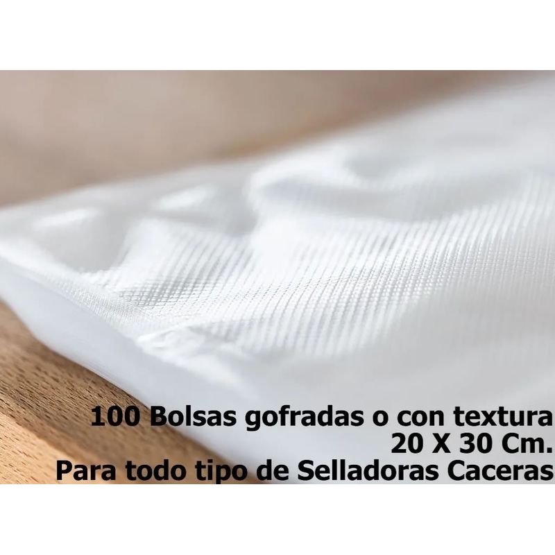 BAGSMART - 100 Bolsas Sellado Al Vacio Gofradas 20x30 Cm