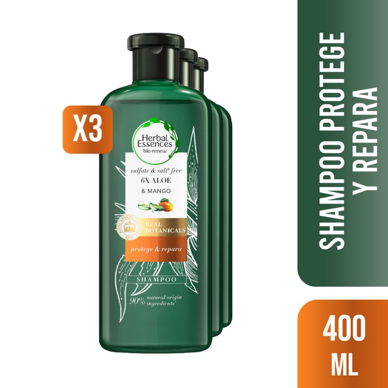 HERBAL ESSENCES - Pack 3 Shampoo Herbal Essences 6X Aloe & Mango 400ml