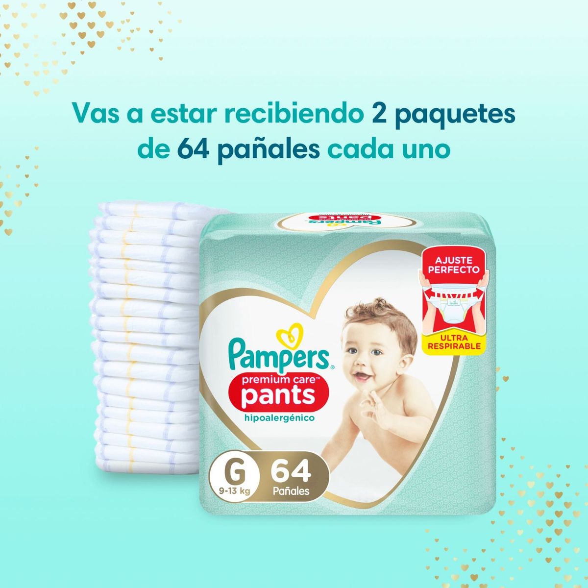 PAMPERS - Pañales Pampers Pants Premium Care G 128 Un