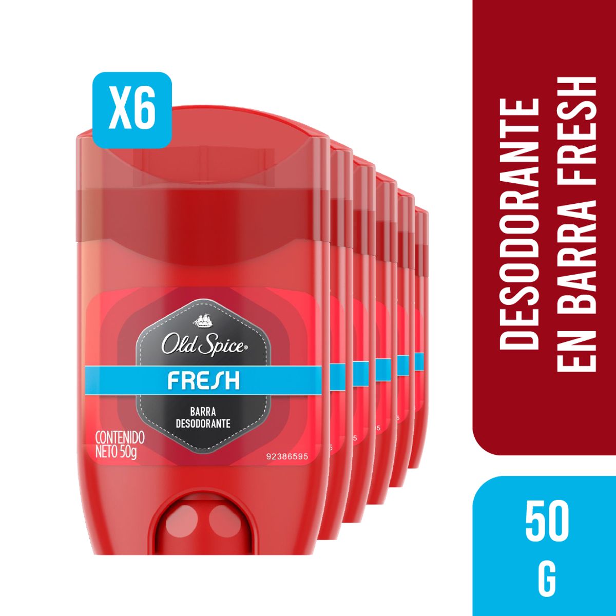 OLD SPICE - Pack 6 Desodorante Old Spice Fresh Barra 50g