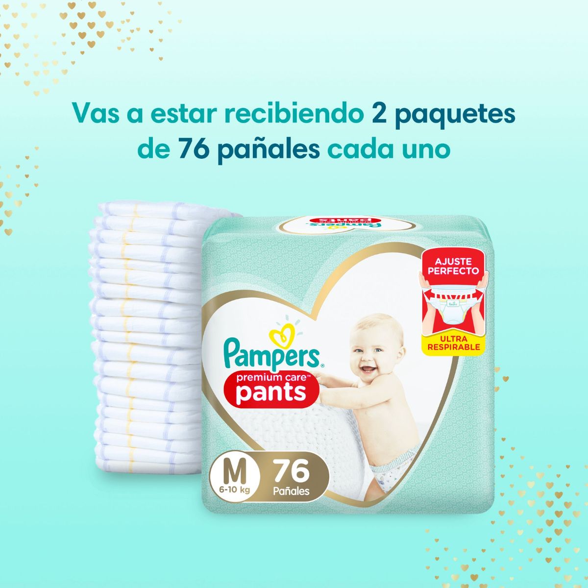 PAMPERS - Pañales Pampers Pants Premium Care Talla M 152 Un