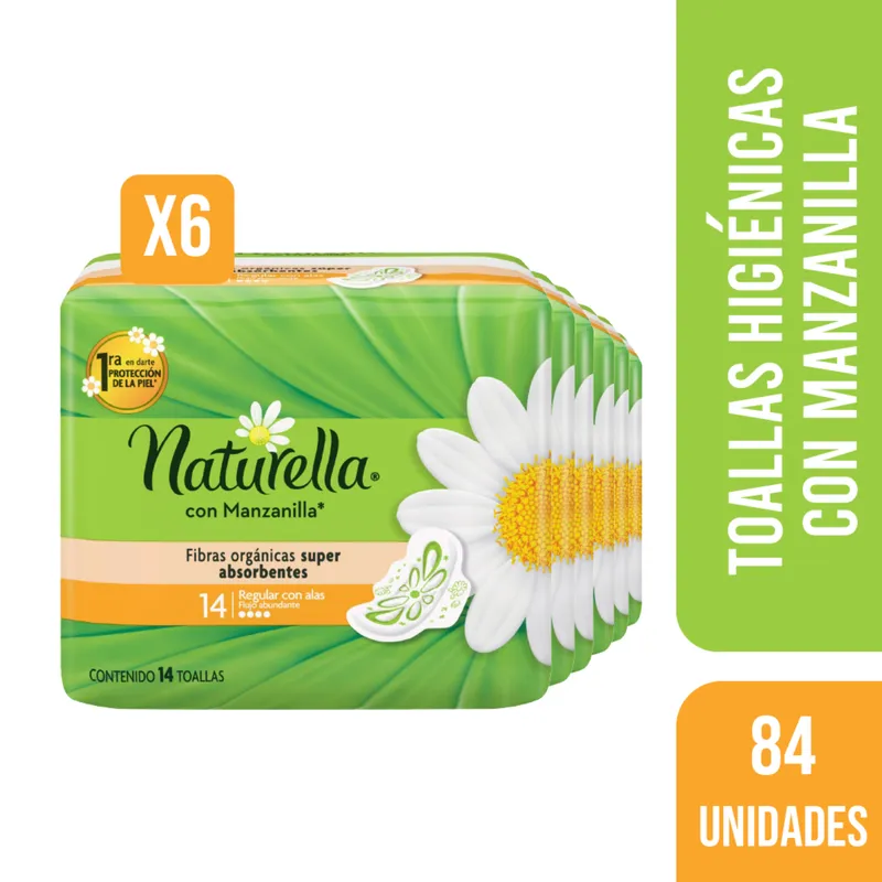 NATURELLA - Pack 6 Toallas Higiénicas Naturella Con Manzanilla