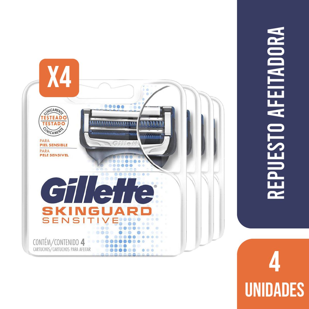 GILLETTE - Cartuchos Para Afeitar Gillette Skinguard Sensitive 4 un