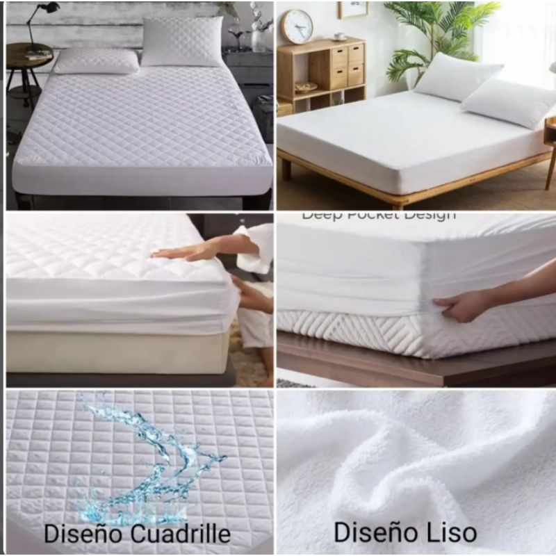 GENERICO - Cubre colchón impermeable gris + 2 fundas almohada King
