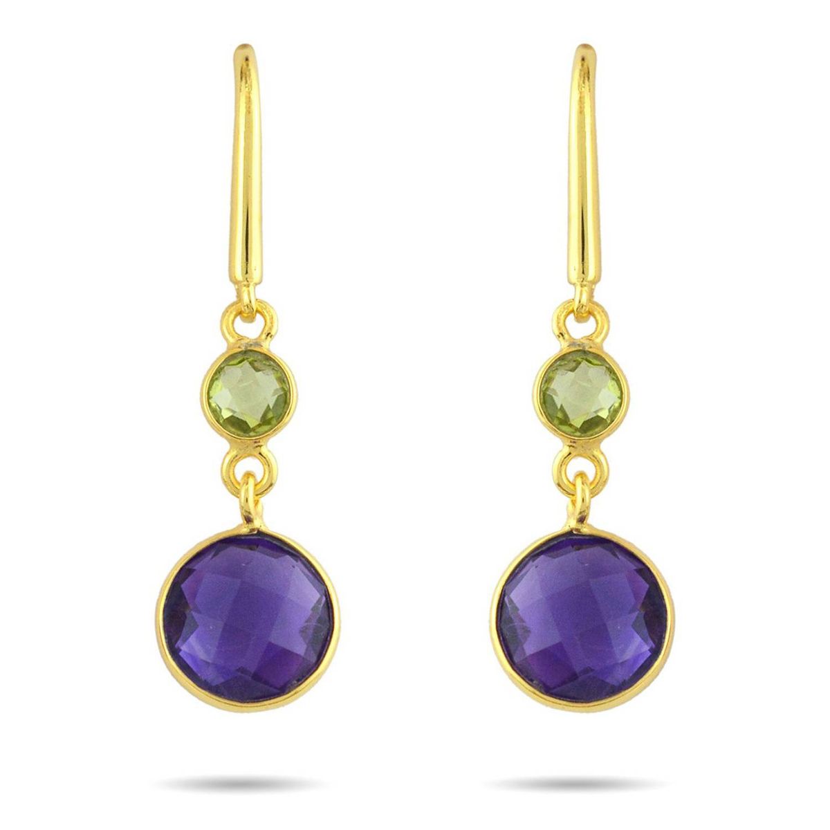 ALYN B JOYAS - Aros de plata Bañado en Oro Amatista Peridot