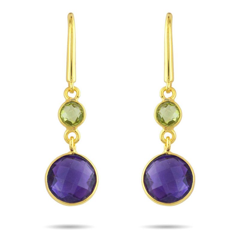 ALYN B JOYAS - Aros de plata Bañado en Oro Amatista Peridot