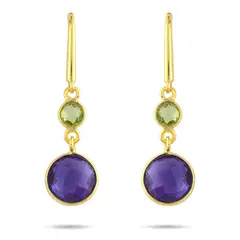 ALYN B JOYAS - Aros de plata Bañado en Oro Amatista Peridot