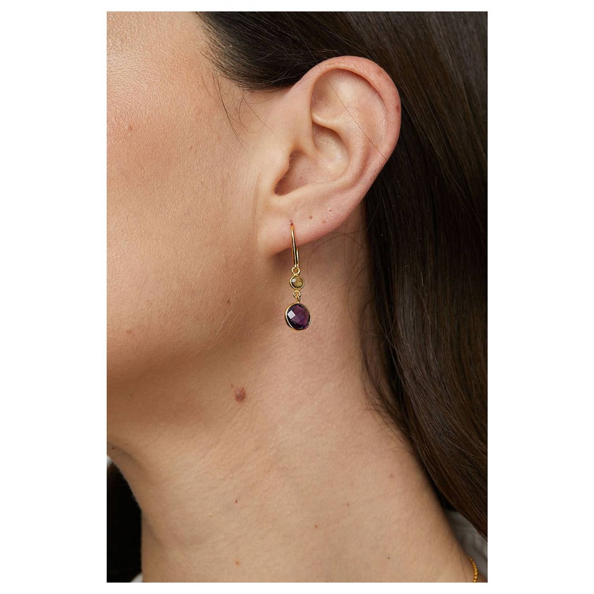 ALYN B JOYAS - Aros de plata Bañado en Oro Amatista Peridot