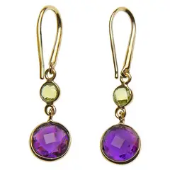 ALYN B JOYAS - Aros plata Bañado en Oro Amatista Peridoto