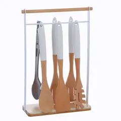 GENERICO - Set de 6 utensilios de cocina bambú