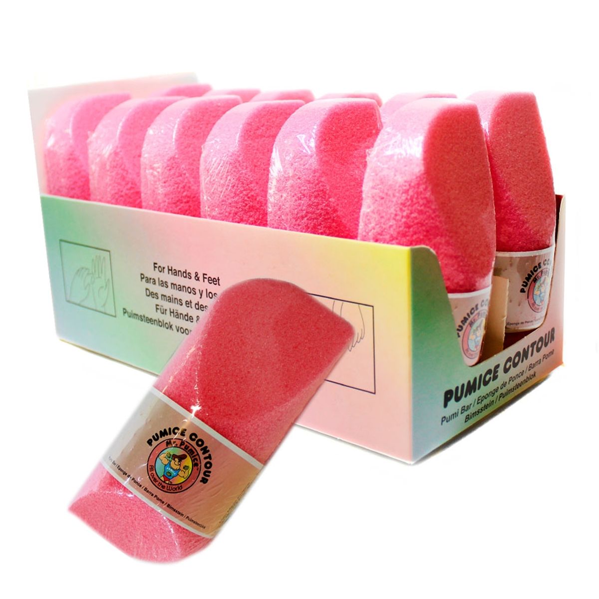 COSMETICAVAL - Caja 12 esponjas pómez mano uñas y pies rosa Mr. Pumice CVL