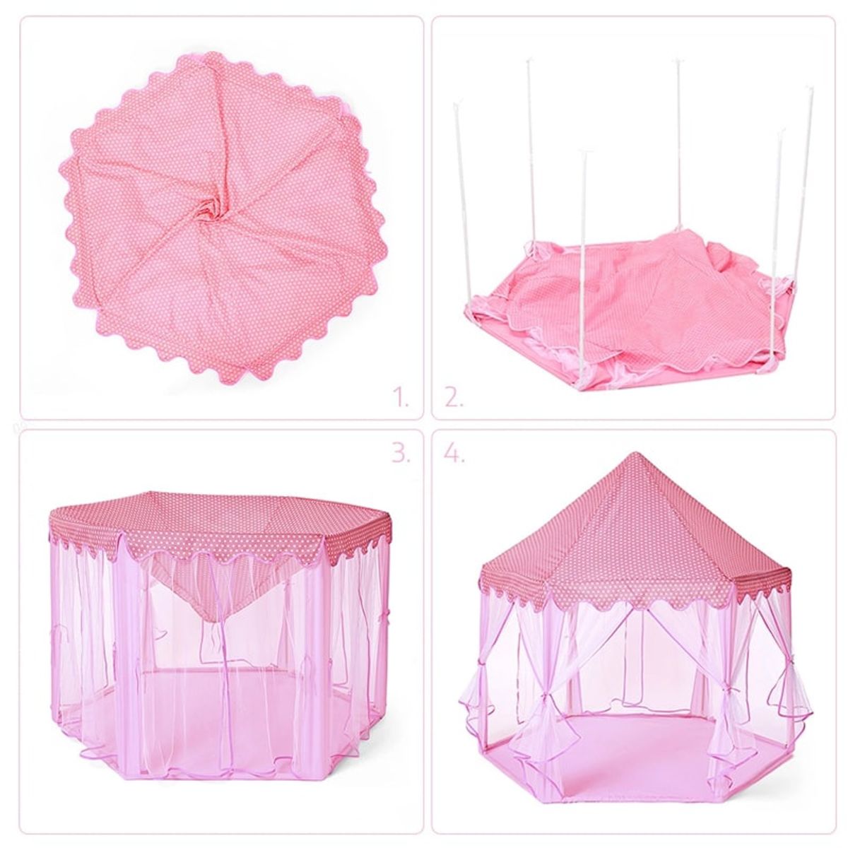 GENERICO - Carpa Infantil Castillo Princesa con Tull- Rosada