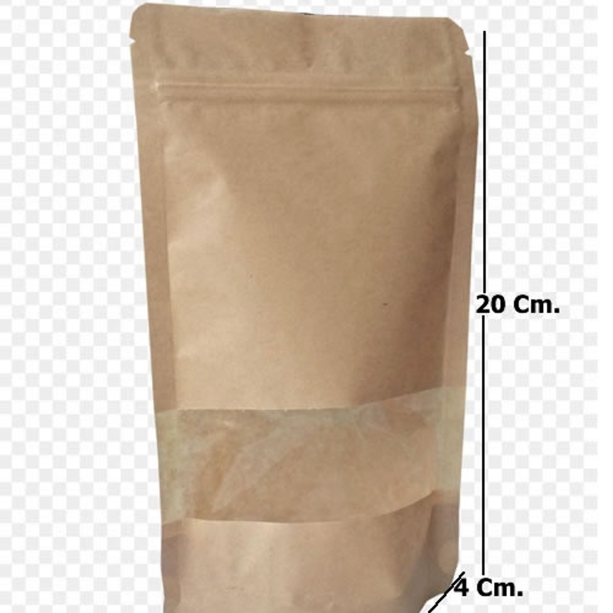 GENERICO - 100 Bolsas Papel Kraft 15x22x4cm. Cierre Hermético Y Ventana