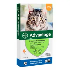 BAYER - Advantage Pipeta gato hasta 4 Kg 1 Unid. 0,4 ML