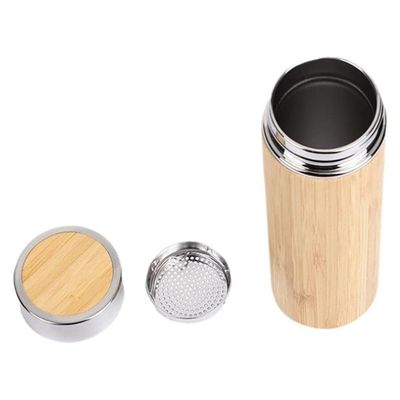 Imagen 2 del producto Botella térmica de acero inoxidable y bambú e infusor 500 ml