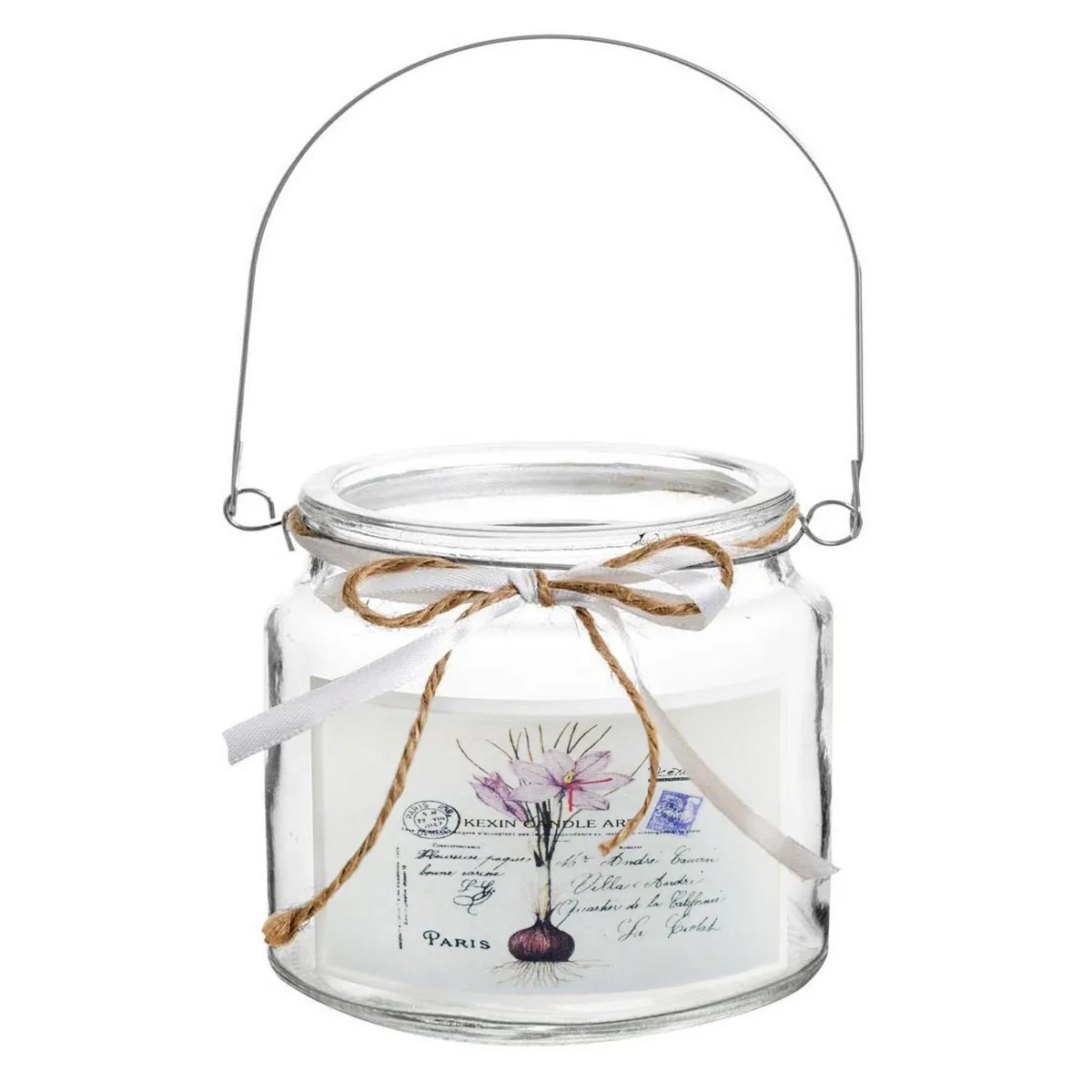 HOME ESSENTIALS - Porta velas de vidrio diseño primavera ajo 10 cm