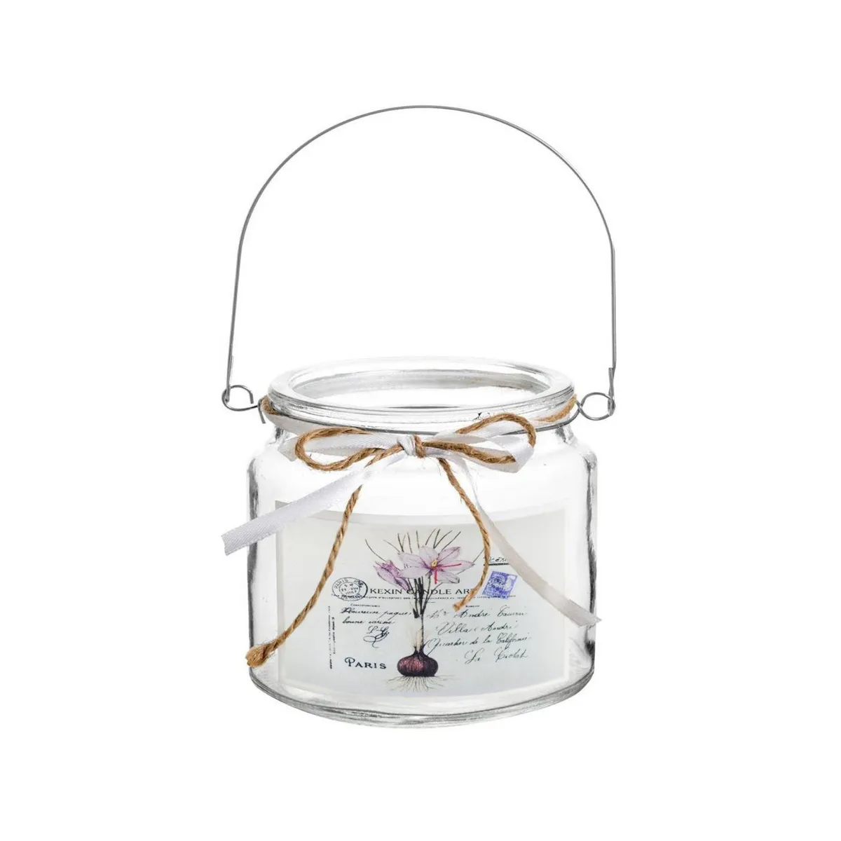 HOME ESSENTIALS - Porta velas de vidrio diseño primavera ajo 10 cm