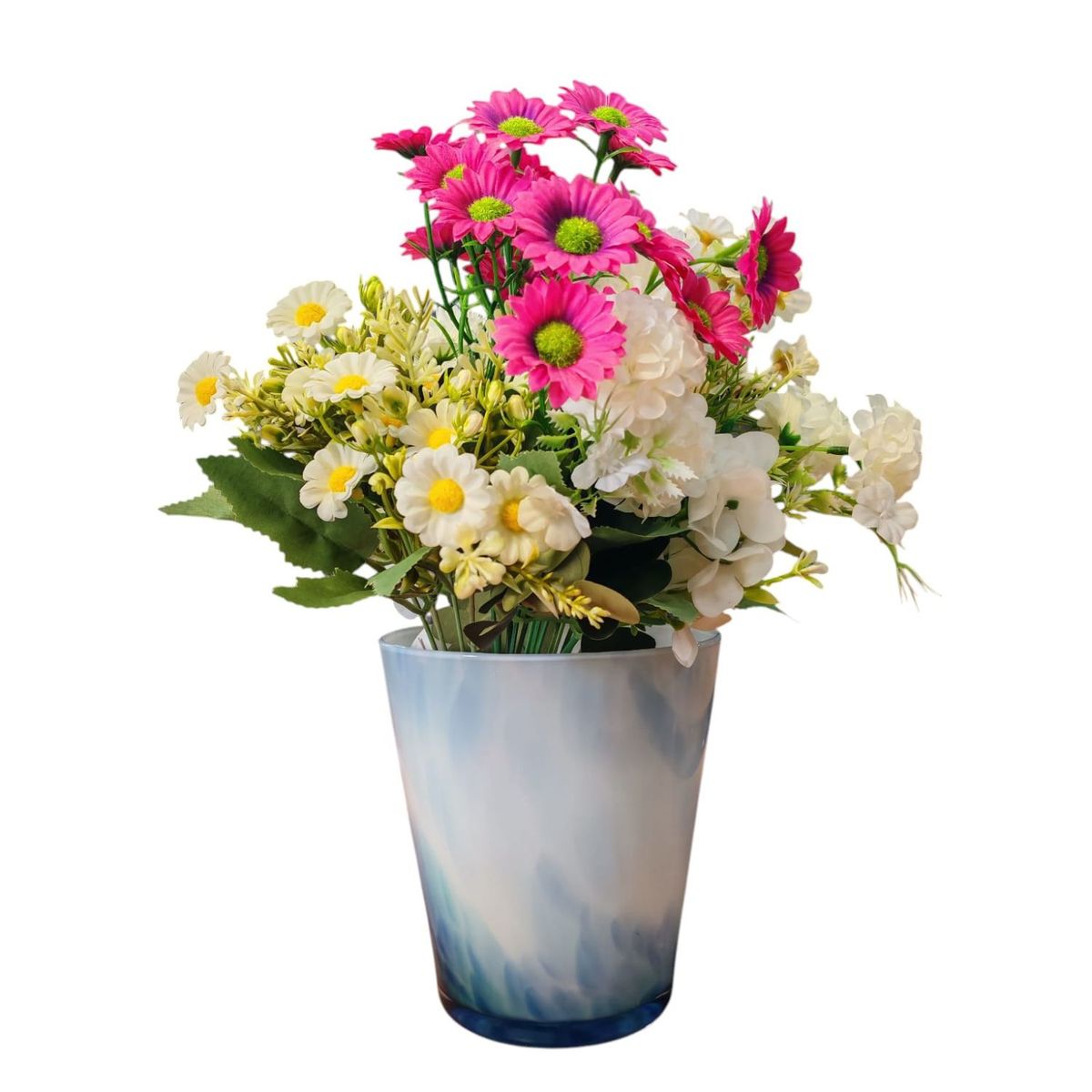 HOME ESSENTIALS - Florero de vidrio fabricado en polonia 16 cm celeste