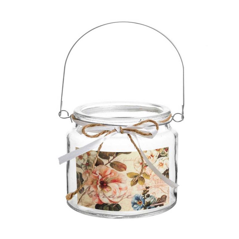 SOHOGAR - Porta velas de vidrio diseño rosas 10 cm