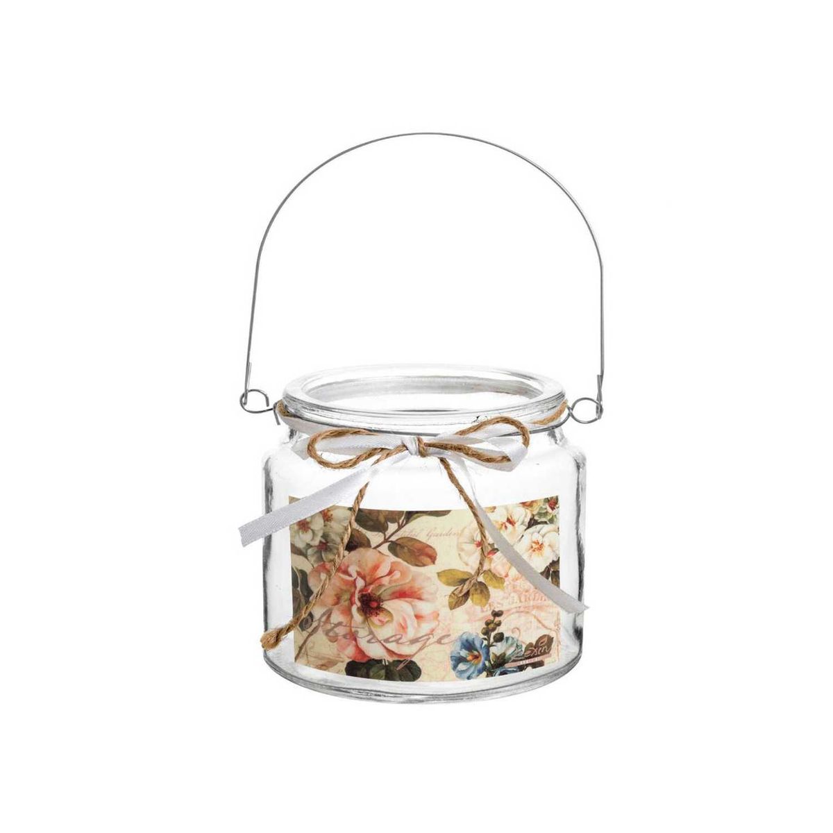 HOME ESSENTIALS - Porta velas de vidrio diseño rosas 10 cm