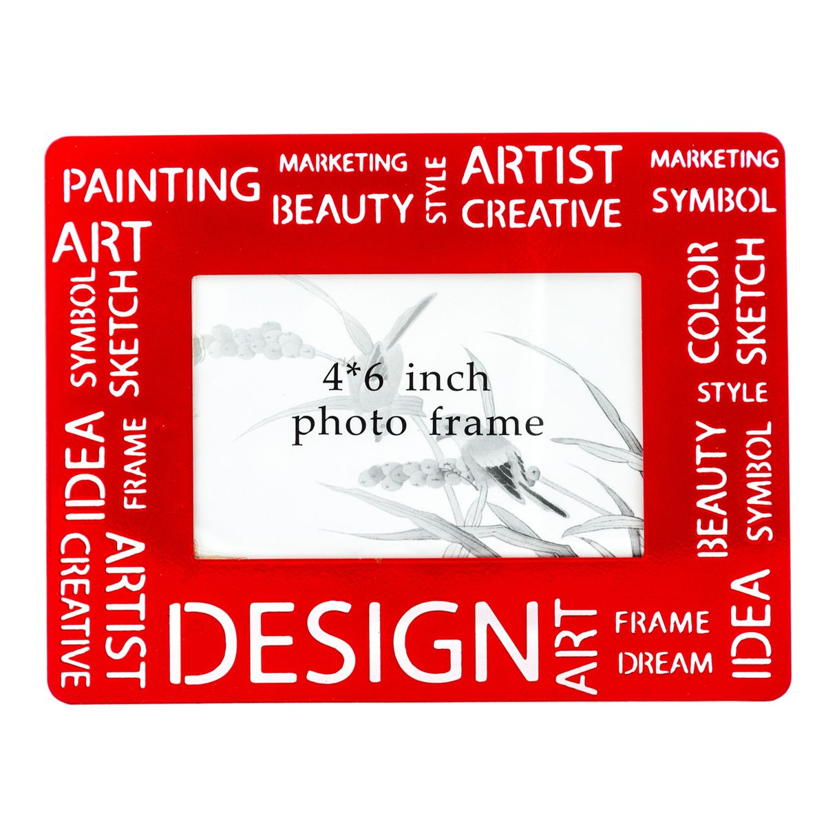 HOME ESSENTIALS - Marco de fotos metal diseño moderno rojo