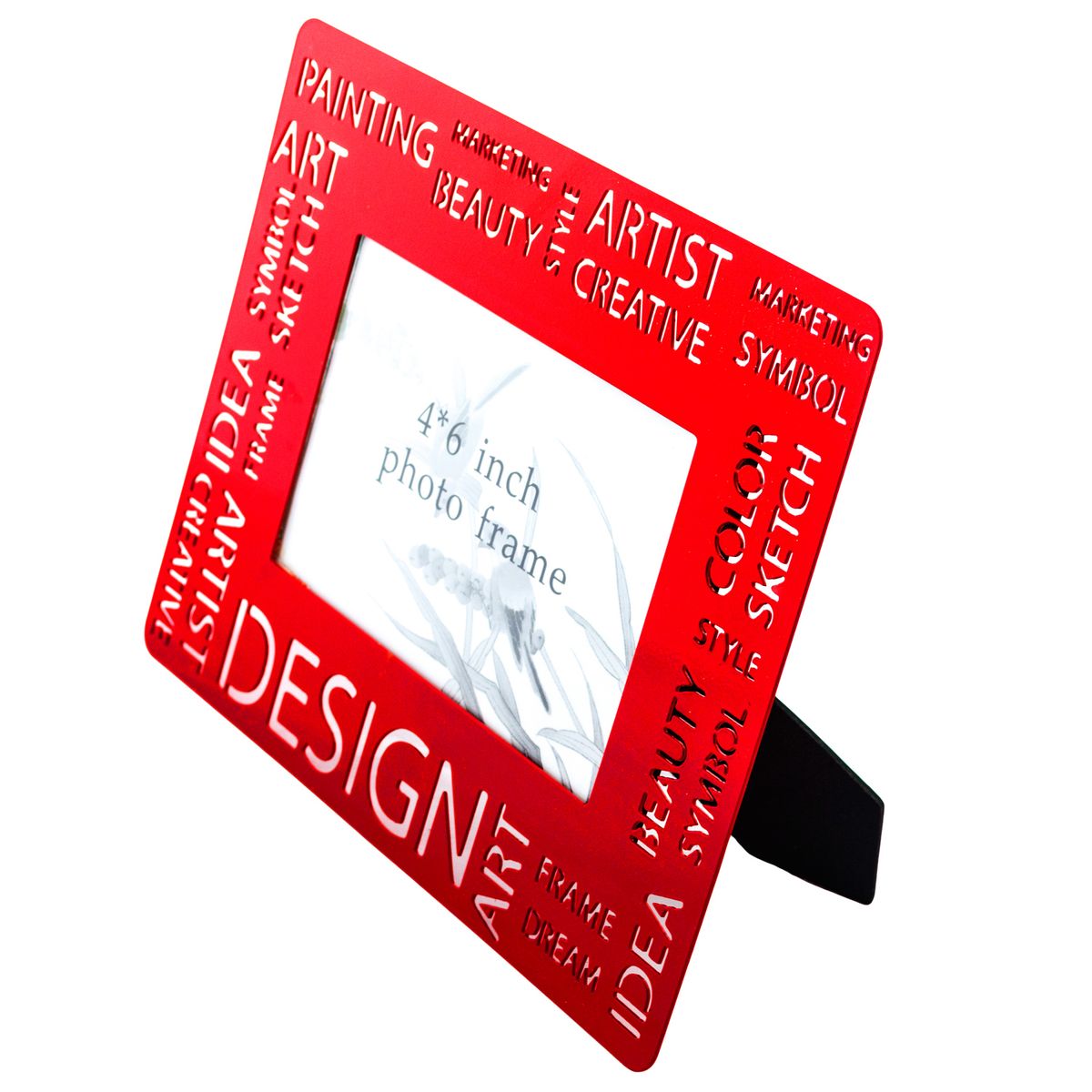 HOME ESSENTIALS - Marco de fotos metal diseño moderno rojo