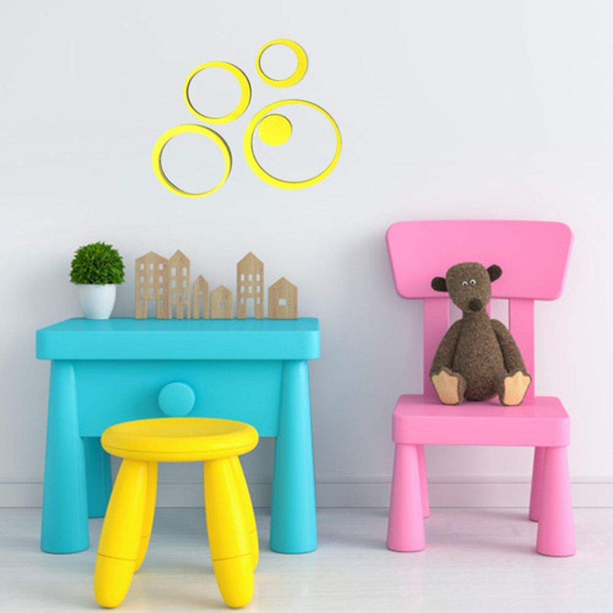 HOME ESSENTIALS - Stickers de madera para muro estrellas rosada
