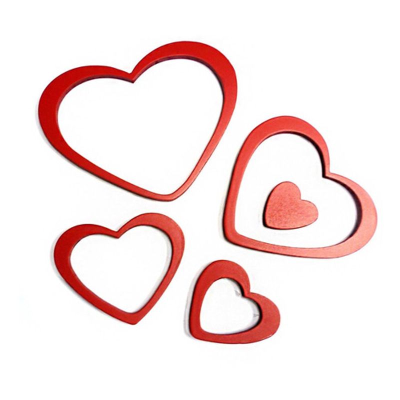 HOME ESSENTIALS - Stickers de madera para muro corazones rojos