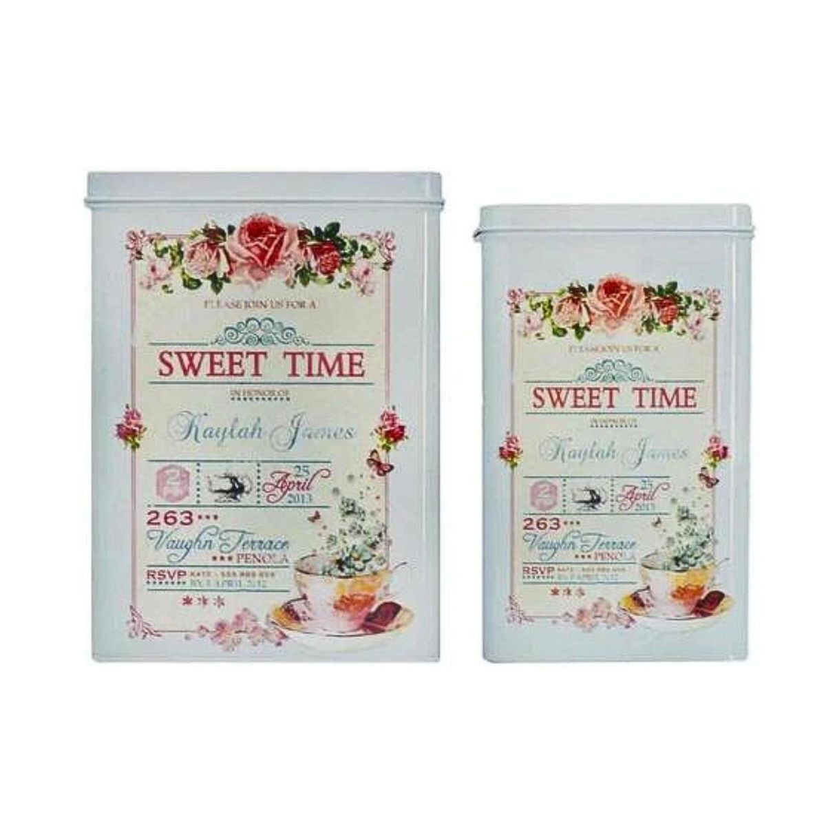 SOHOGAR - Set de 2 canister metalicos diseño sweet time