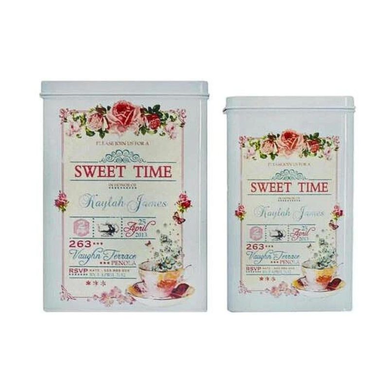 SOHOGAR - Set de 2 canister metalicos diseño sweet time