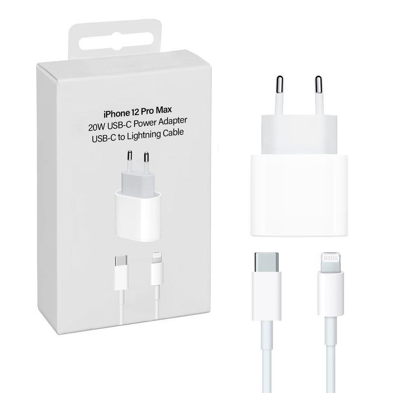 GENERICO - Cargador Compatible con iPhone 12 Pro Max 20W + Cable
