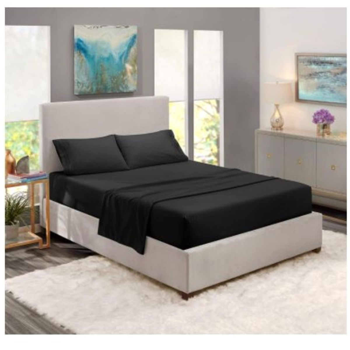 BEKU - Sábana Premium Beku Home, 2 Plaza, Negro Noche