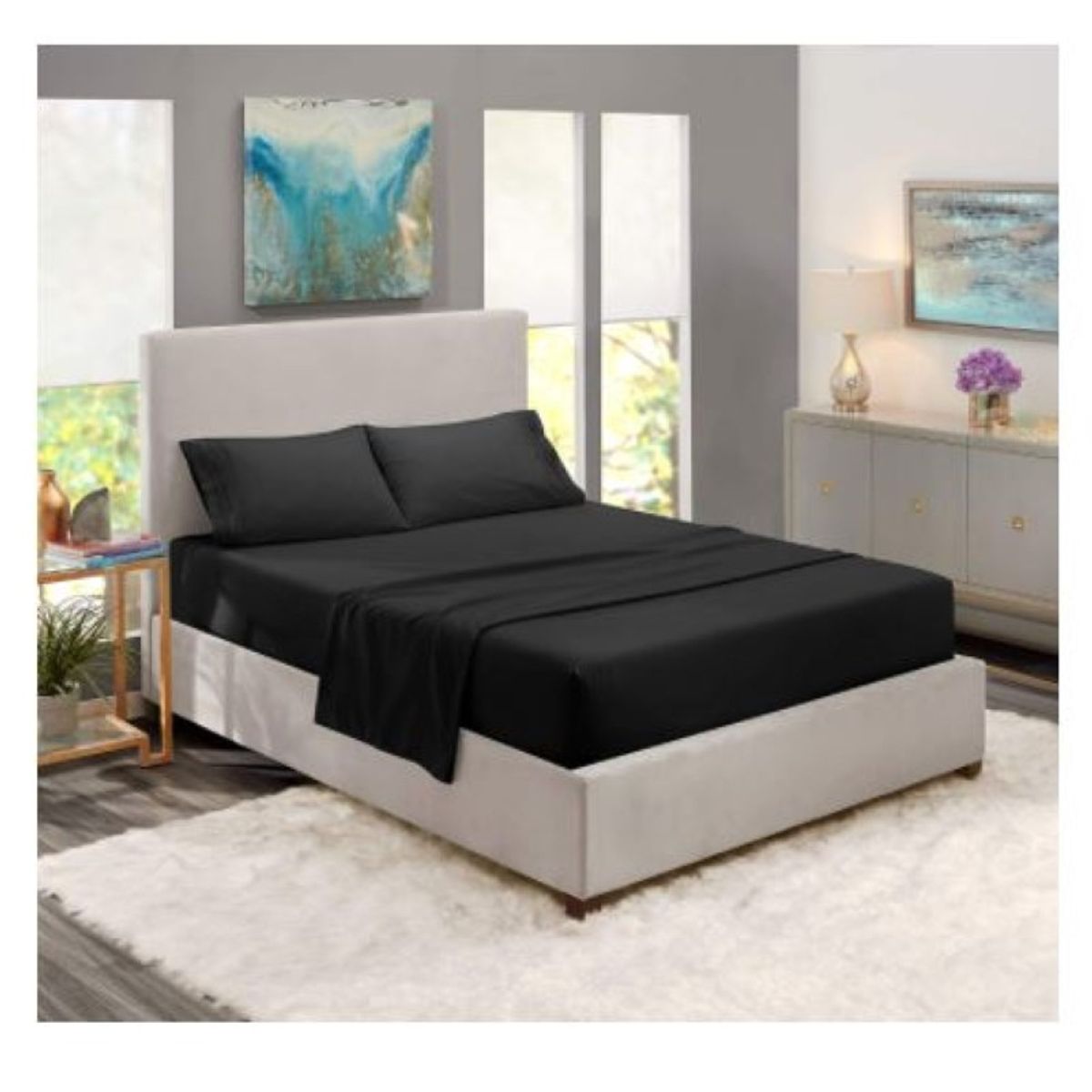 BEKU - Sábana Premium Beku Home, 2 Plaza, Negro Noche