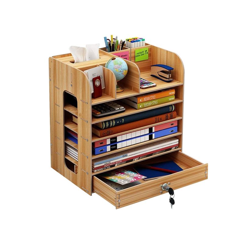 GENERICO - Organizador de escritorio multiuso de madera café