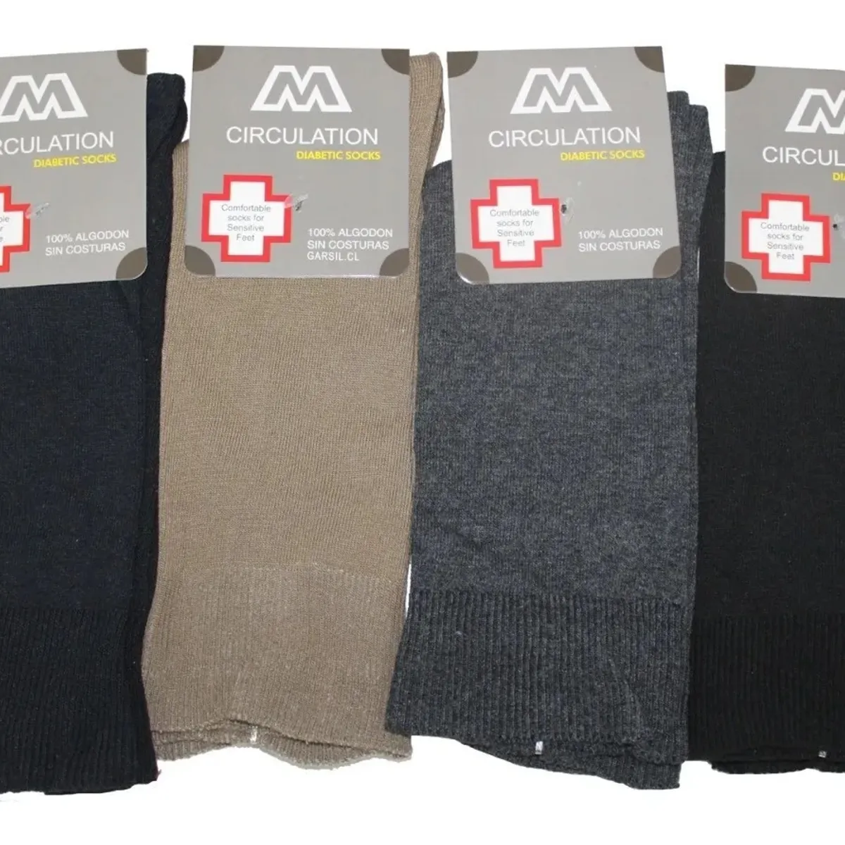 GARSIL - 12 Calcetines Circulación Algodon Hombre Sin Costuras - Diabeticos