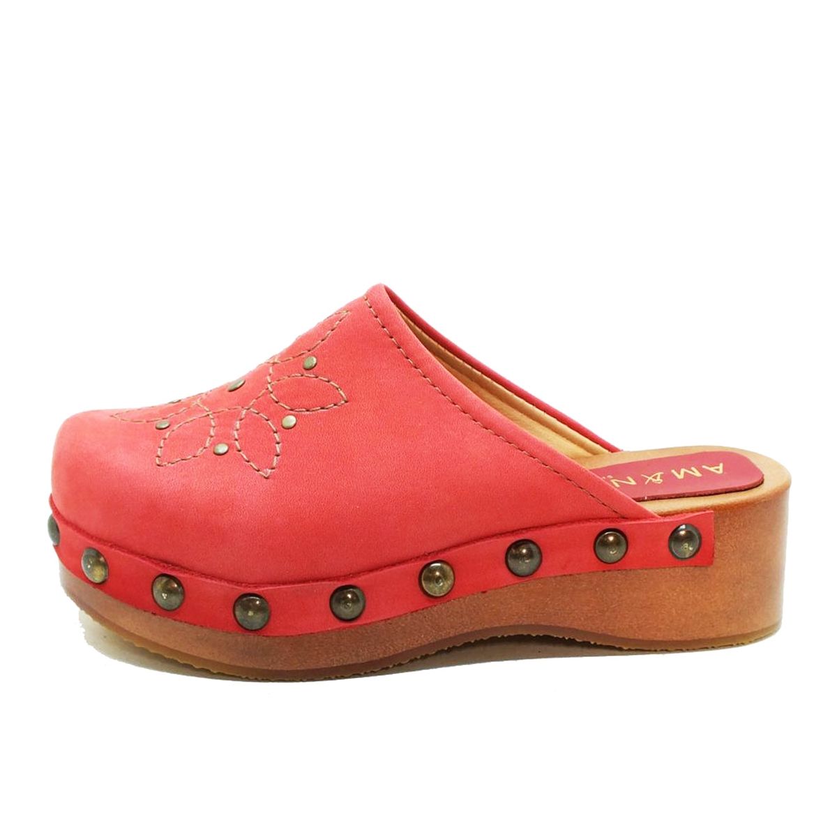 AMANO - Zueco mujer mandala cuero sandia