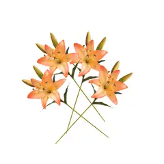 LE BOUQUET - 4 Lilium Naranjo Flor Seda Artificial 69 Cm