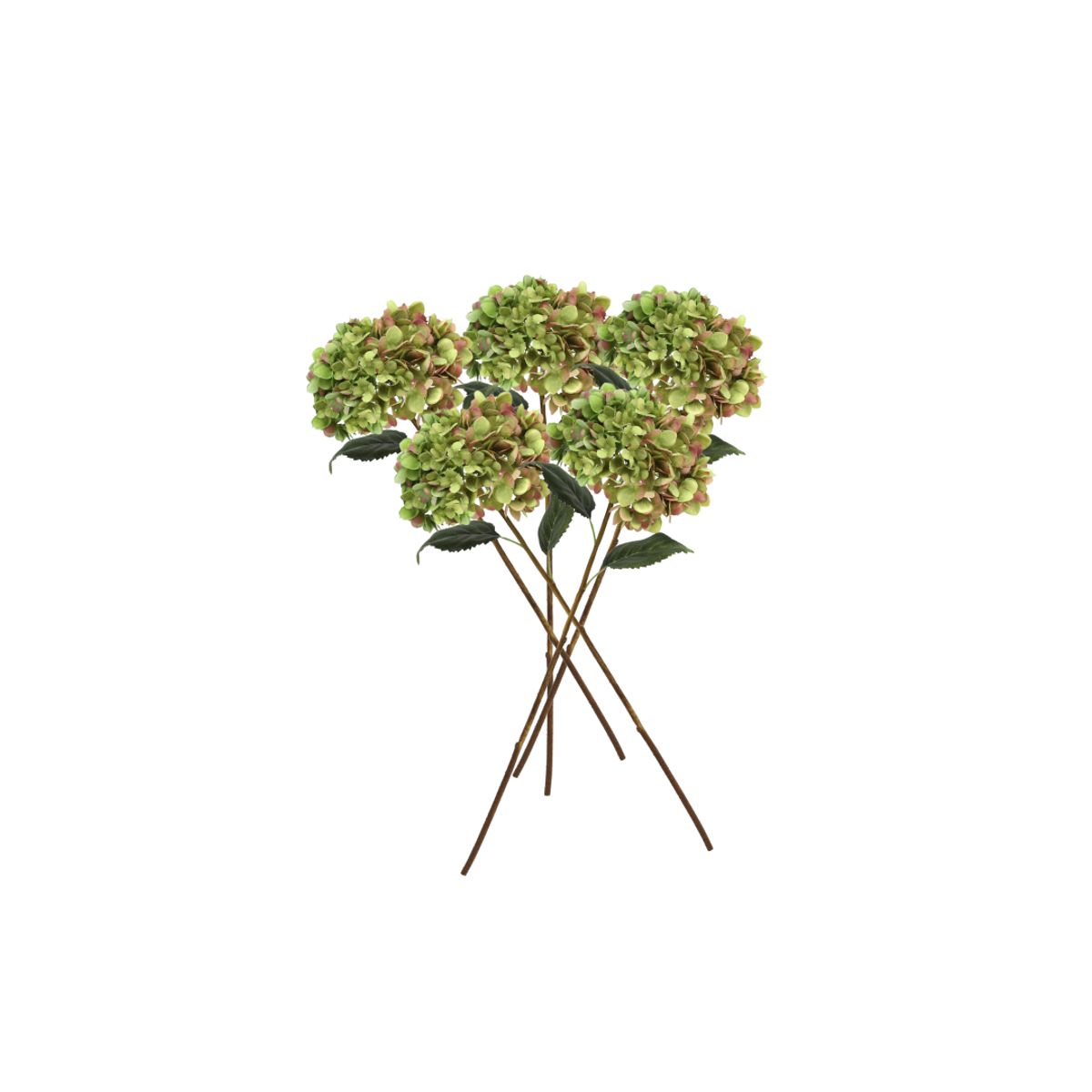 LE BOUQUET - 5 Hortensia Verde Flor Seda Artificial 66 Cm