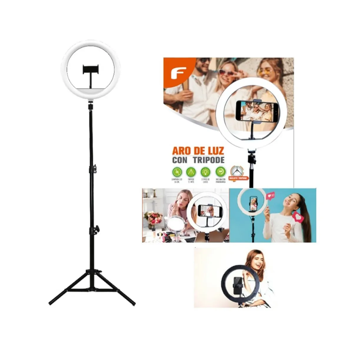 FUJITEL - Aro De Luz Led 26cm Con Tripode Fujitel