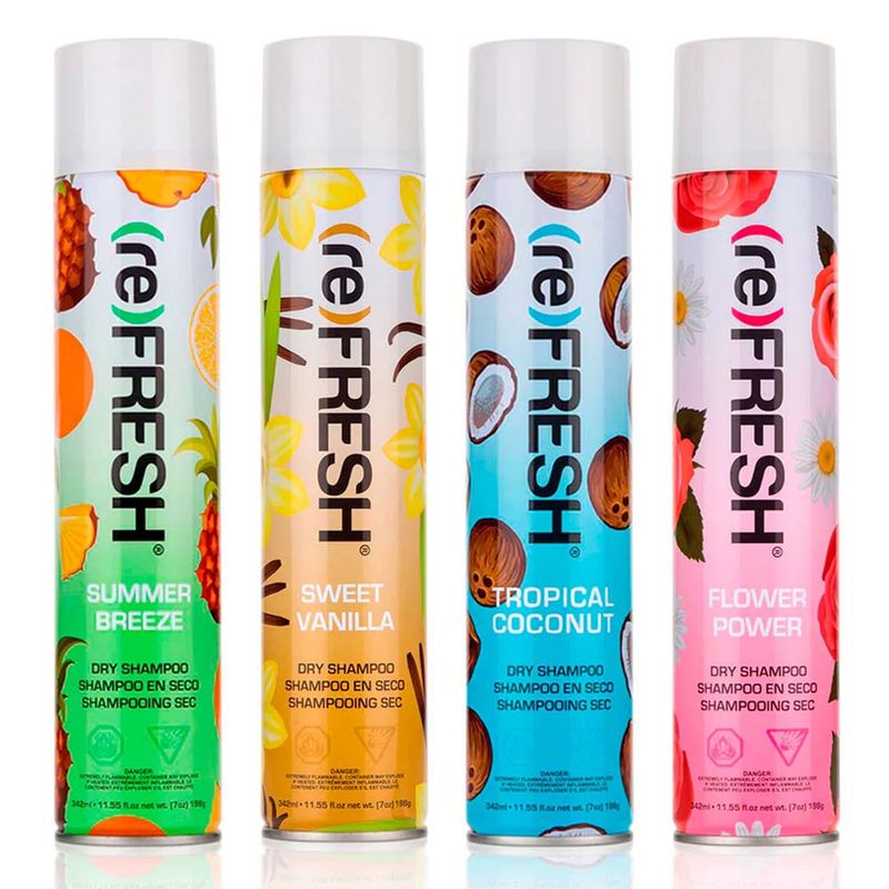 COSMETICAVAL - Kit 4 Aromas Shampoo Seco Sin Enjuague Refresh 342ml Cvl