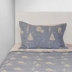 NINA HERRERA - Cubrecama Jacquard Bosque Azul 1,5 Plaza